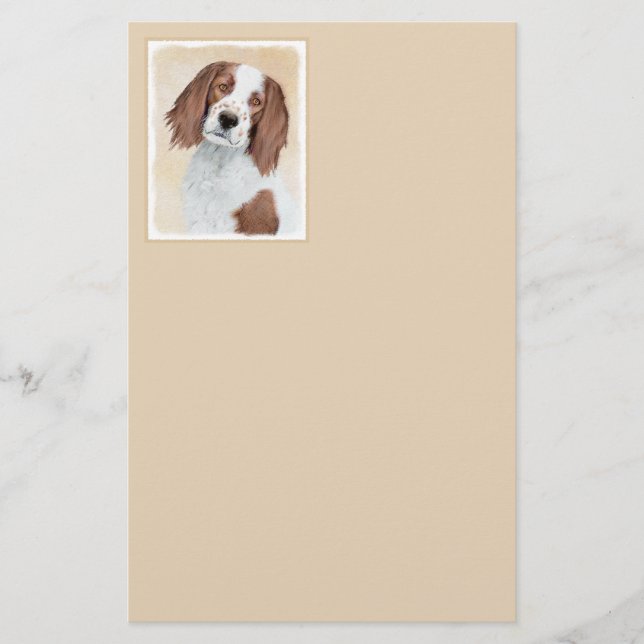 Irish Red and White Setter Painting - Original Art Stationery (Front)