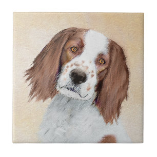 Irish Red and White Setter Painting - Original Art Tile