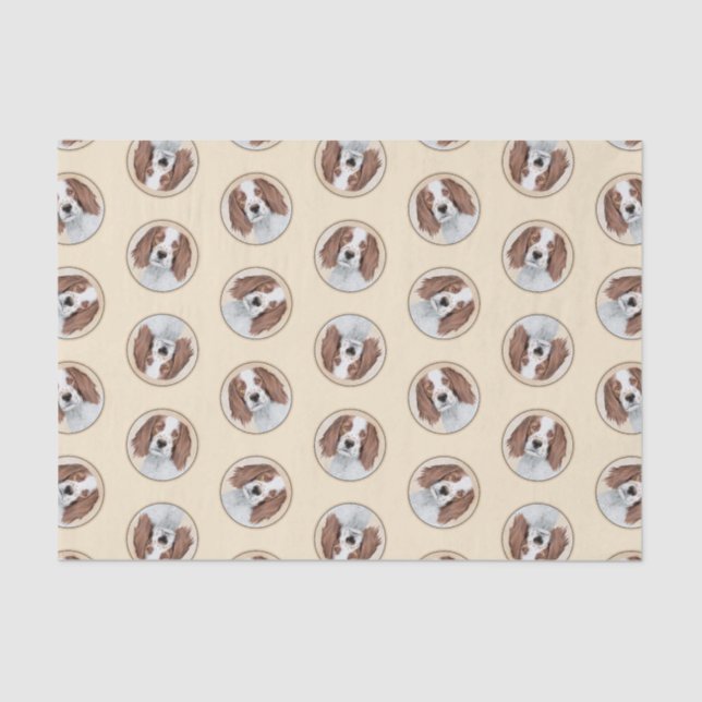 Irish Red and White Setter Painting Original Art Tissue Paper (Front)