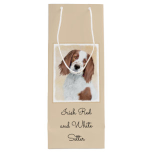 Irish Red and White Setter Painting - Original Art Wine Gift Bag