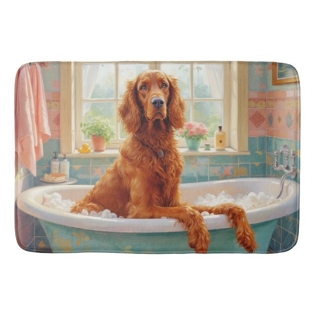 Irish Red Setter Bath Time Elegant Bathroom Decor Mat (Front)