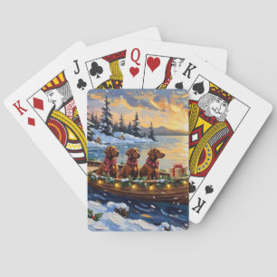 Irish Red Setter Christmas Boat Holiday Playing Cards
