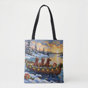 Irish Red Setter Christmas Boat Holiday Tote Bag