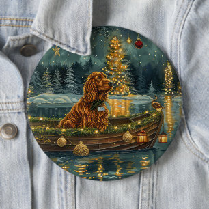Irish Red Setter Christmas Festive Voyage 6 Cm Round Badge