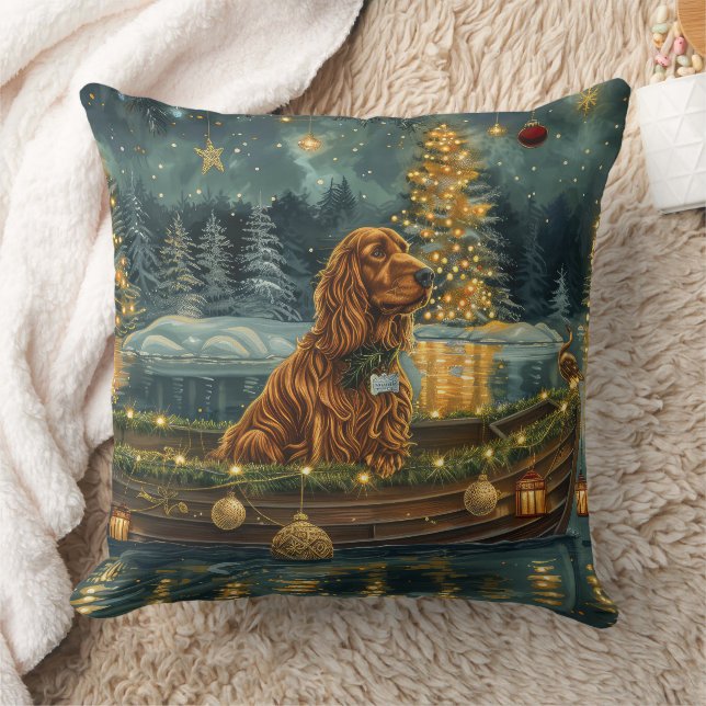 Irish Red Setter Christmas Festive Voyage Cushion (Blanket)