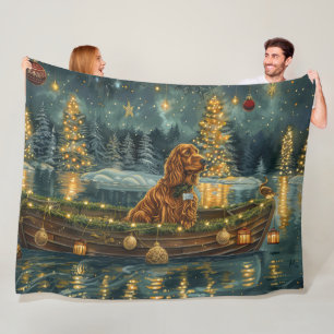 Irish Red Setter Christmas Festive Voyage Fleece Blanket