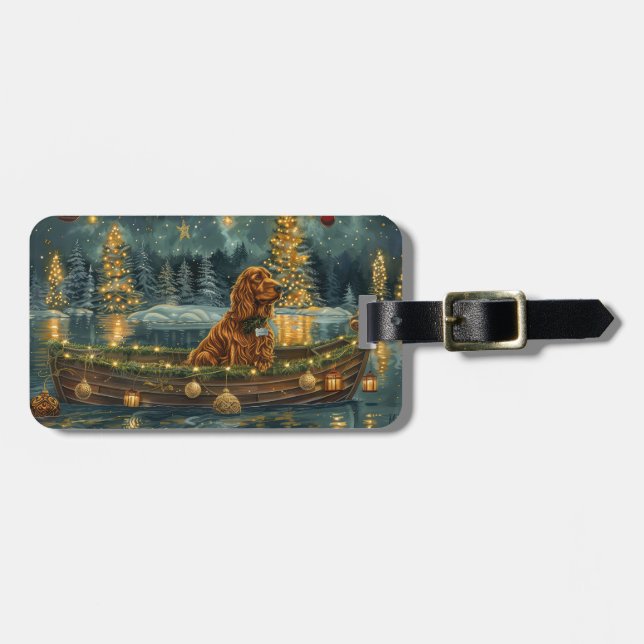 Irish Red Setter Christmas Festive Voyage Luggage Tag (Front Horizontal)