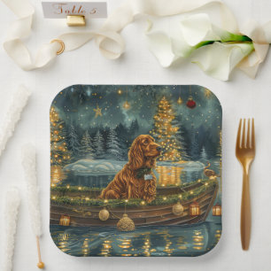Irish Red Setter Christmas Festive Voyage Paper Plate