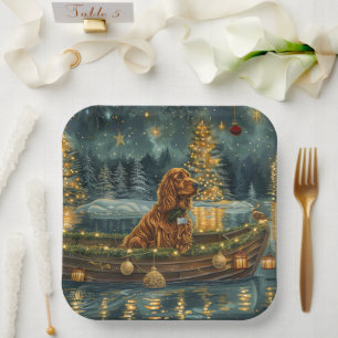 Irish Red Setter Christmas Festive Voyage Paper Plate
