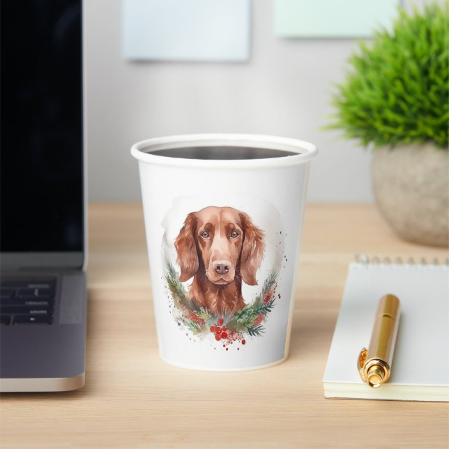 Irish Red Setter Christmas Wreath Festive Pup  Paper Cups (Insitu)