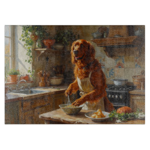 Irish Red Setter Cooking in Kitchen Cutting Board