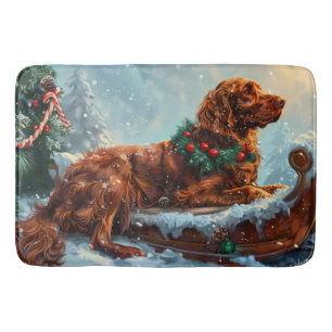 Irish Red Setter Dog Christmas Festive Bath Mat
