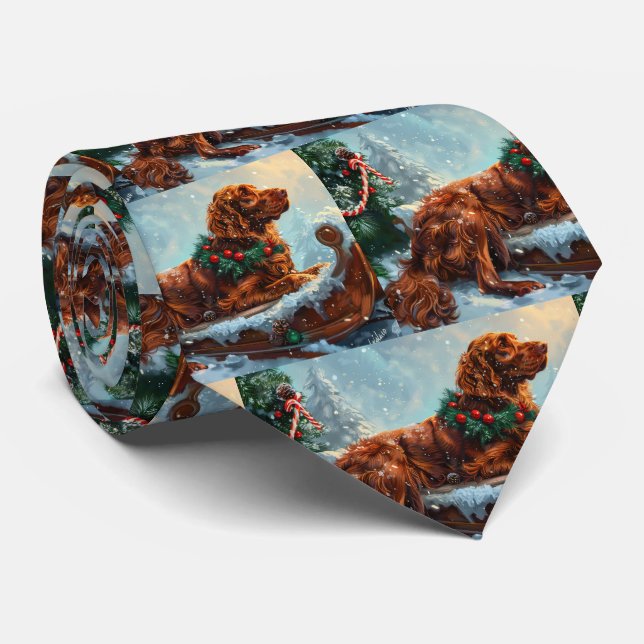 Irish Red Setter Dog Christmas Festive Tie (Rolled)