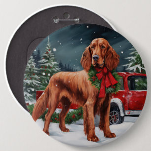 Irish Red Setter Dog in Snow Christmas 6 Cm Round Badge