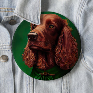 Irish Red Setter Dog in St. Patrick's Day Dress 6 Cm Round Badge