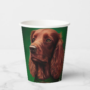 Irish Red Setter Dog in St. Patrick's Day Dress Paper Cups