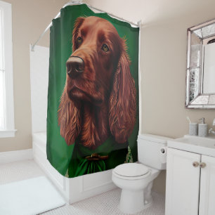 Irish Red Setter Dog in St. Patrick's Day Dress Shower Curtain