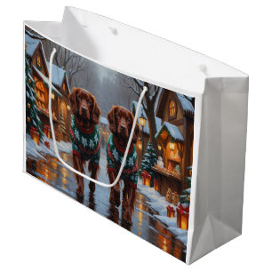 Irish Red Setter Dogs Christmas Snow Holiday Large Gift Bag