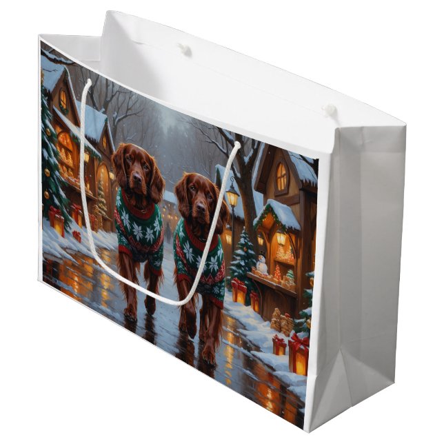Irish Red Setter Dogs Christmas Snow Holiday Large Gift Bag (Front Angled)