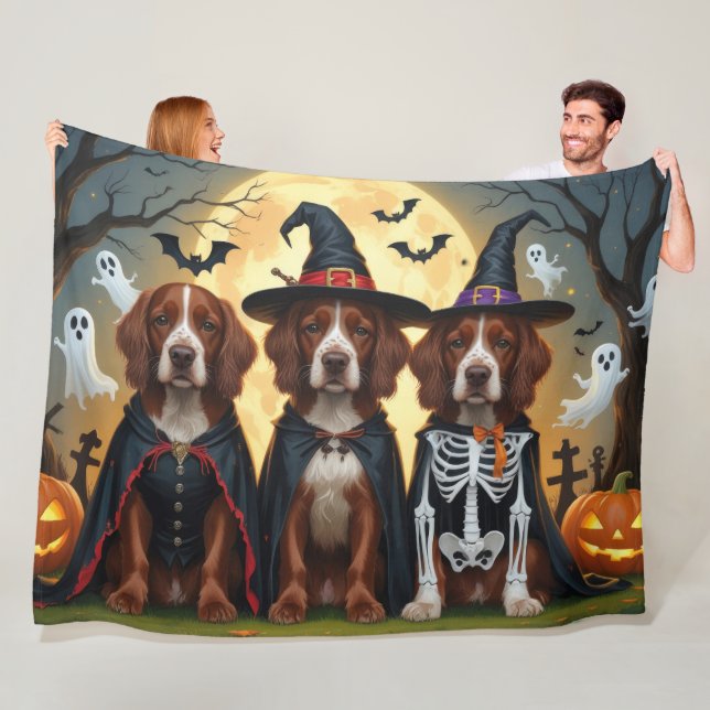 Irish Red Setter Dogs Pumpkin Halloween Funny Fleece Blanket (In Situ)