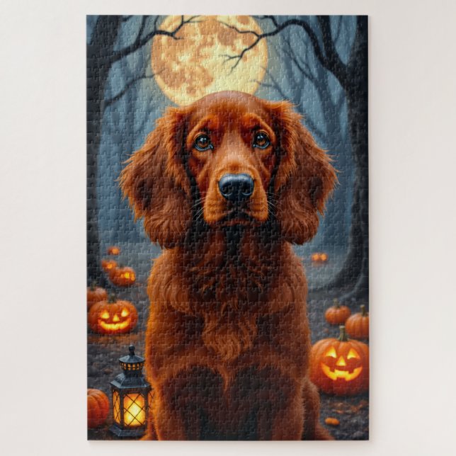 Irish Red Setter Gothic Halloween Portrait Jigsaw Puzzle (Vertical)