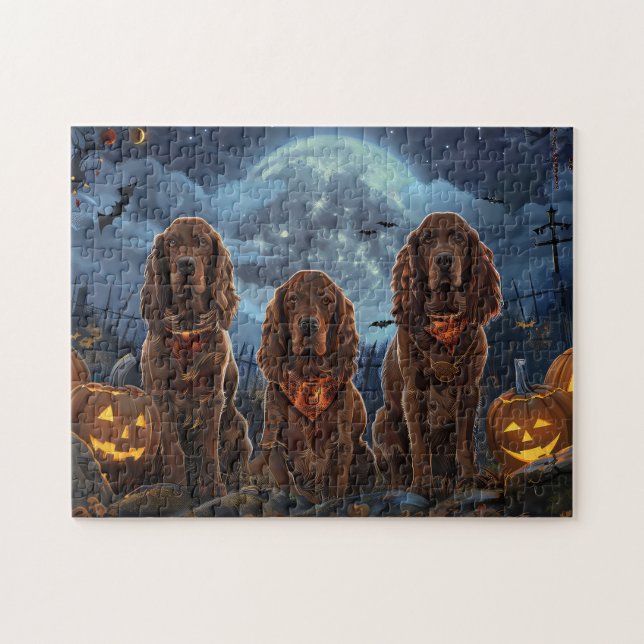 Irish Red Setter Halloween Spooky Jigsaw Puzzle (Horizontal)