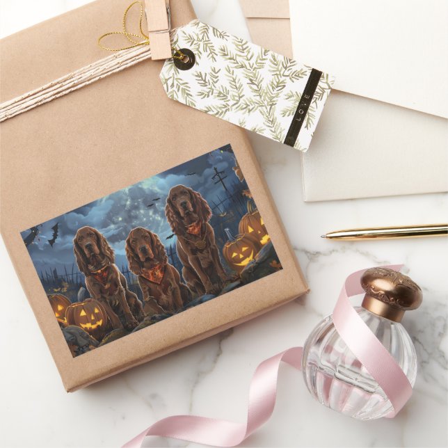 Irish Red Setter Halloween Spooky Rectangular Sticker (Gifting)