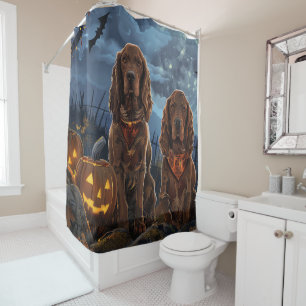 Irish Red Setter Halloween Spooky Shower Curtain