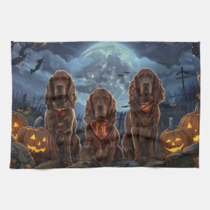Irish Red Setter Halloween Spooky Tea Towel