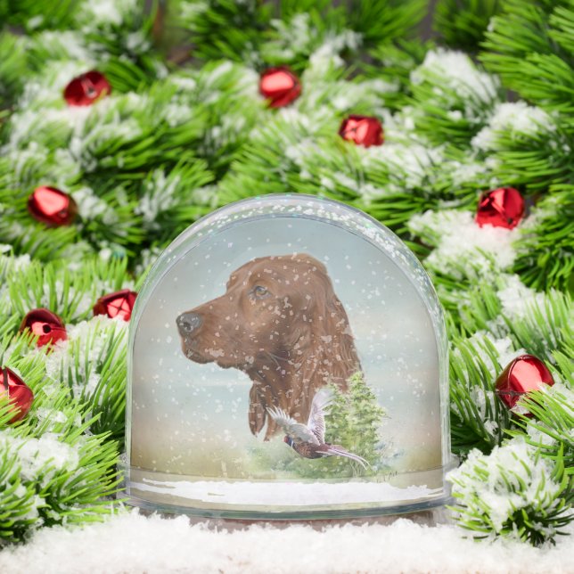 Irish Red Setter, Irish Setter Snowglobe (Christmas)