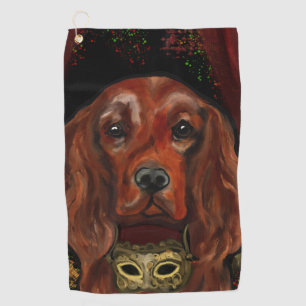 Irish Red Setter Postcard Golf Towel
