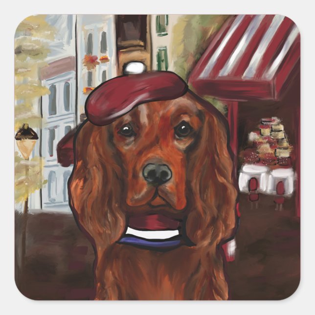 Irish Red Setter    Postcard Square Sticker (Front)