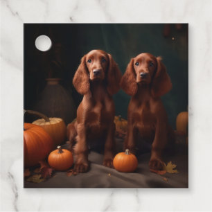 Irish Red Setter Puppy Autumn Delight Pumpkin Favour Tags