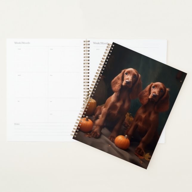 Irish Red Setter Puppy Autumn Delight Pumpkin Planner (Display)