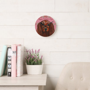 Irish Red Setter        Round Clock