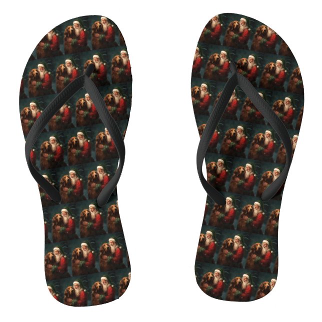 Irish Red Setter Santa Claus Festive Christmas Jandals (Footbed)