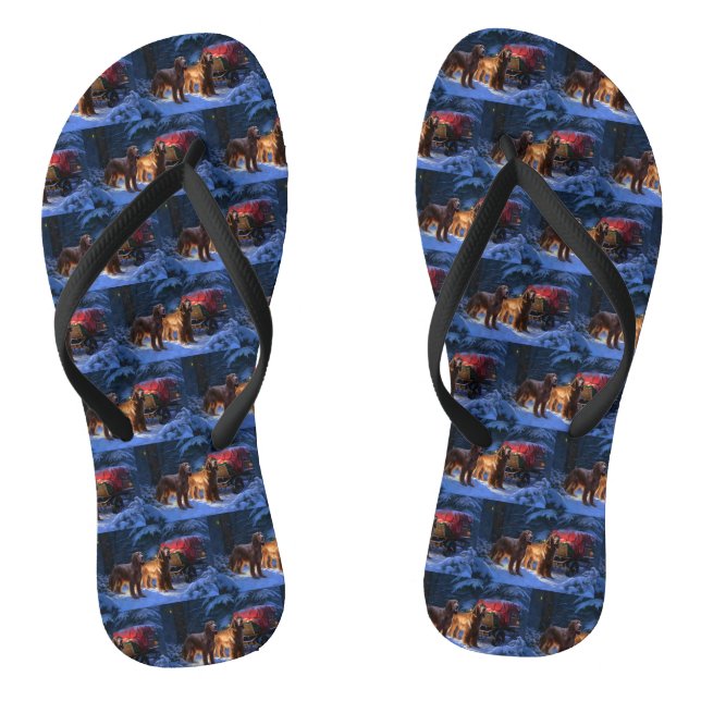 Irish Red Setter Snowy Sleigh Christmas Decor  Jandals (Footbed)