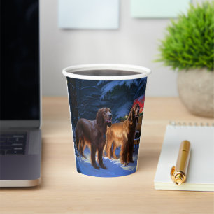Irish Red Setter Snowy Sleigh Christmas Decor Paper Cups