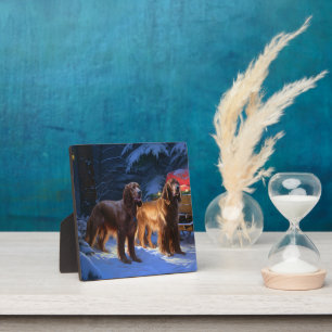 Irish Red Setter Snowy Sleigh Christmas Decor Plaque