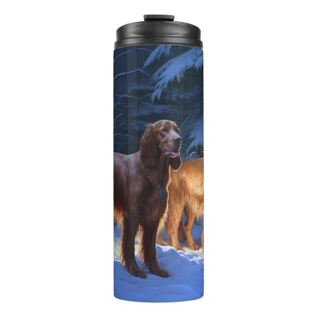 Irish Red Setter Snowy Sleigh Christmas Decor  Thermal Tumbler (Front)