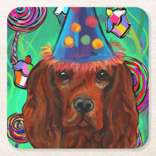 Irish Red Setter Square Paper Coaster