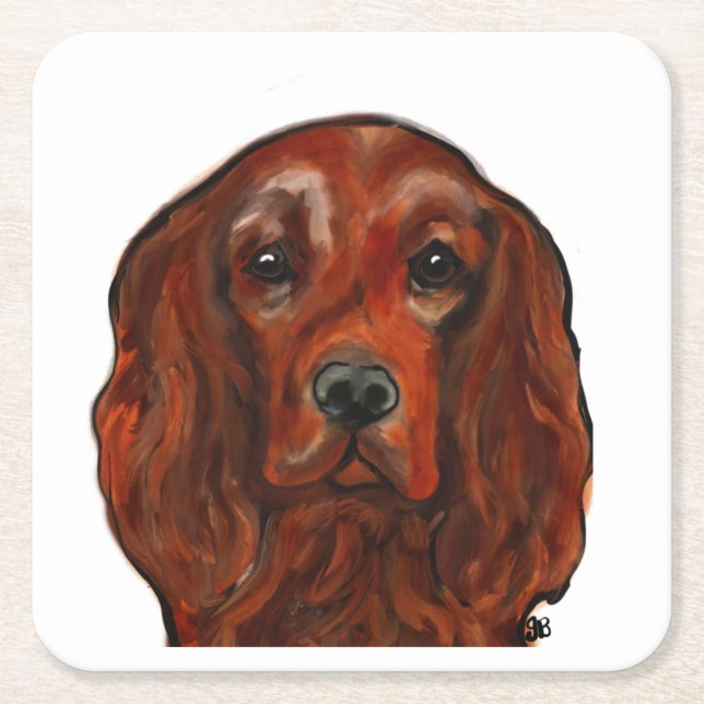 Irish Red Setter   Square Paper Coaster (Front)