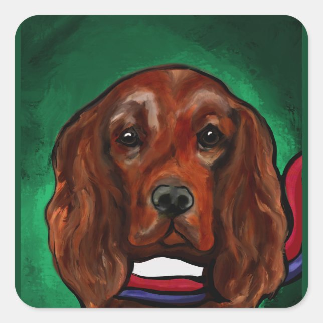 Irish Red Setter Square Sticker (Front)