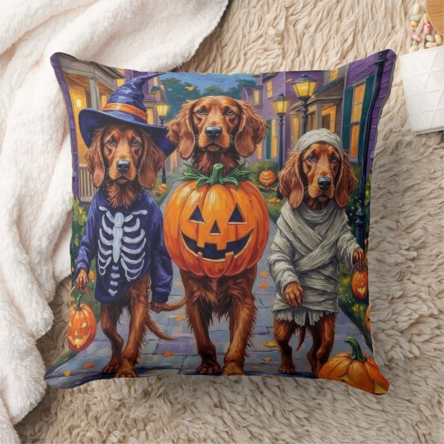 Irish Red Setter Trick-or-Treating Halloween Cushion (Blanket)