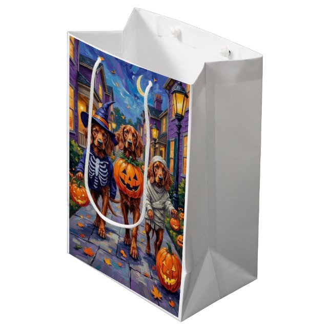 Irish Red Setter Trick-or-Treating Halloween Medium Gift Bag (Front Angled)