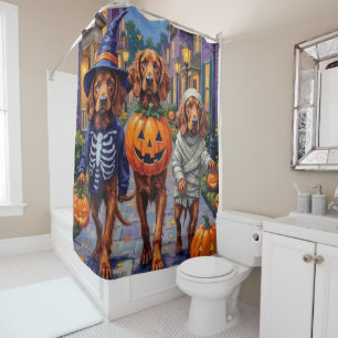 Irish Red Setter Trick-or-Treating Halloween Shower Curtain