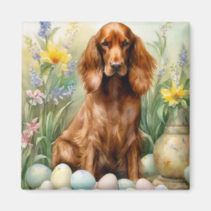 Irish Red Setter with Easter Eggs Magnet