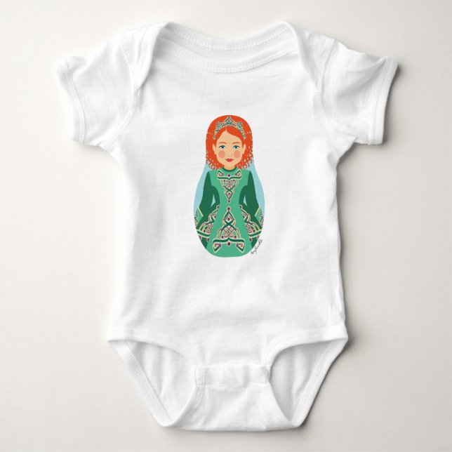 Irish Redhead Matryoshka Baby Bodysuit (Front)