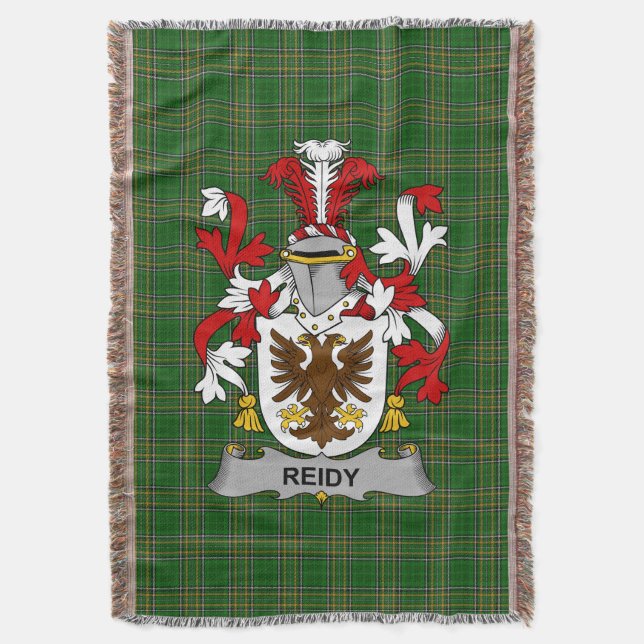  Irish Reidy or O_Reidy Coat of Arms Family Crest  Throw Blanket (Front Vertical)