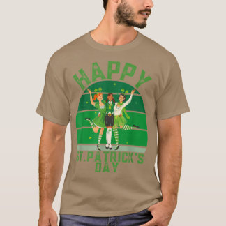 Irish Retro Sunset Shamrock, Happy St Patrick's Da T-Shirt